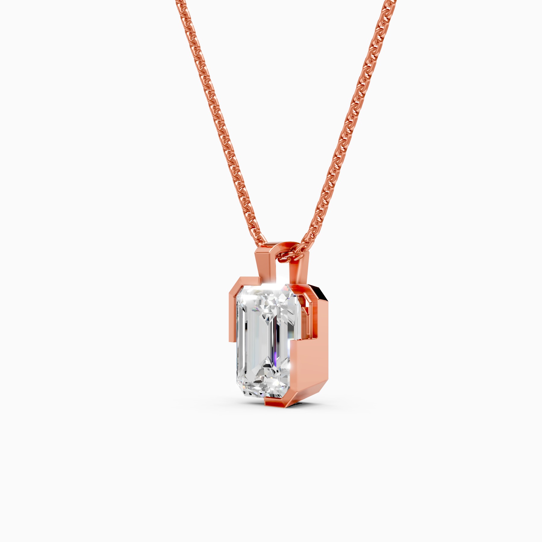 Timeless Emerald Cut Solitaire Diamond Necklace